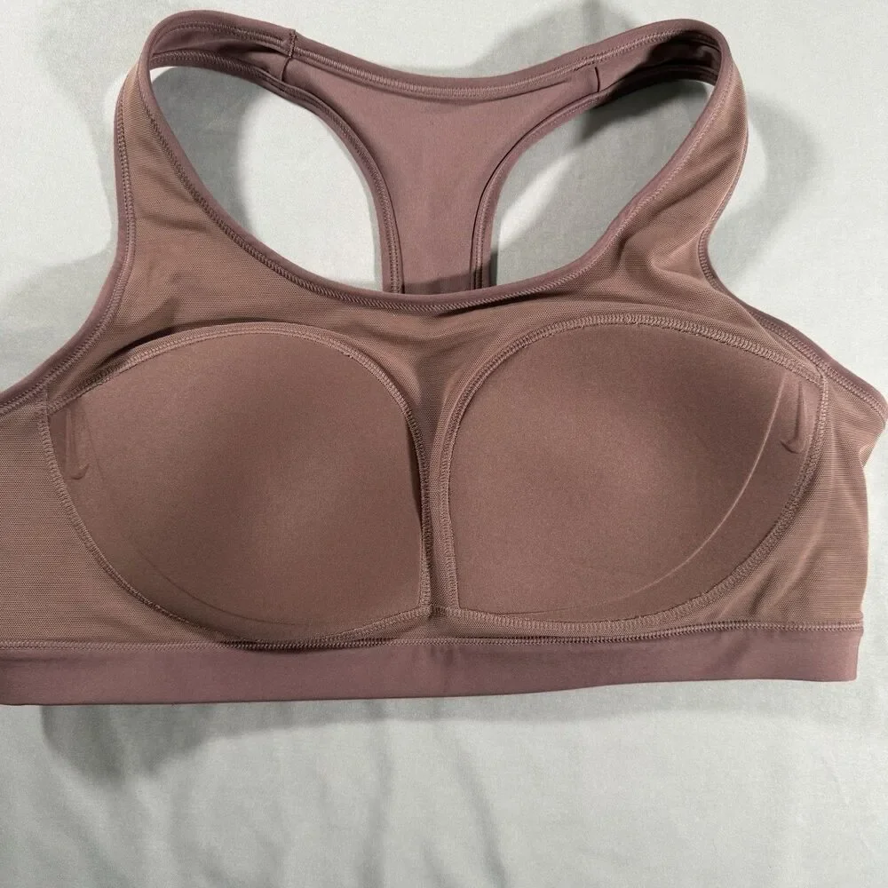 Nike Swoosh DriFit Sports Bra Large Padded Mauve Pink Yoga Workout Athleisure